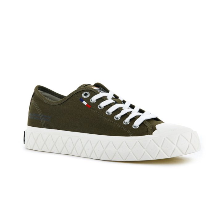 Baskets Palladium Palla Ace Tela Low Tops Femme Vert Olive | FR KAF748E